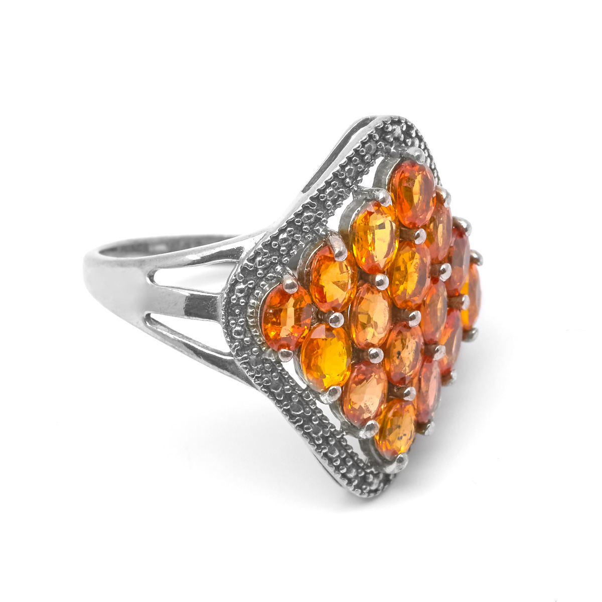 Bague saphir orange argent Eleos